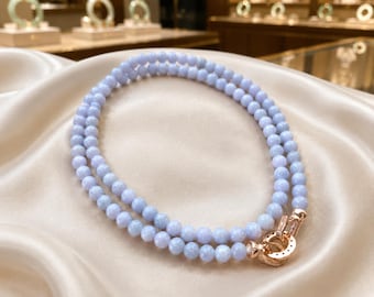 Authentische burmesische Lavendel-Jade-Halskette, natürliche Jadeit-Typ-A-Perlen, Größe: 6 mm