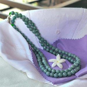 High Quality Jade Ocean Blue Jade Necklace Translucent Round Beads Genuine Jade Natural Jadeite Type A Size 6 mm Length 24 inches