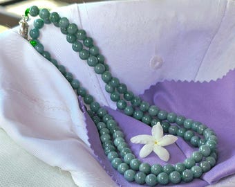 Collana Giada Naturale Verde Collana In Giada Naturale Verde - Perline Rotonde Sfaccettate 6-14 Mm, Lunghezza 18 Pollici, Placcata Argento Green Cell - Foto 4