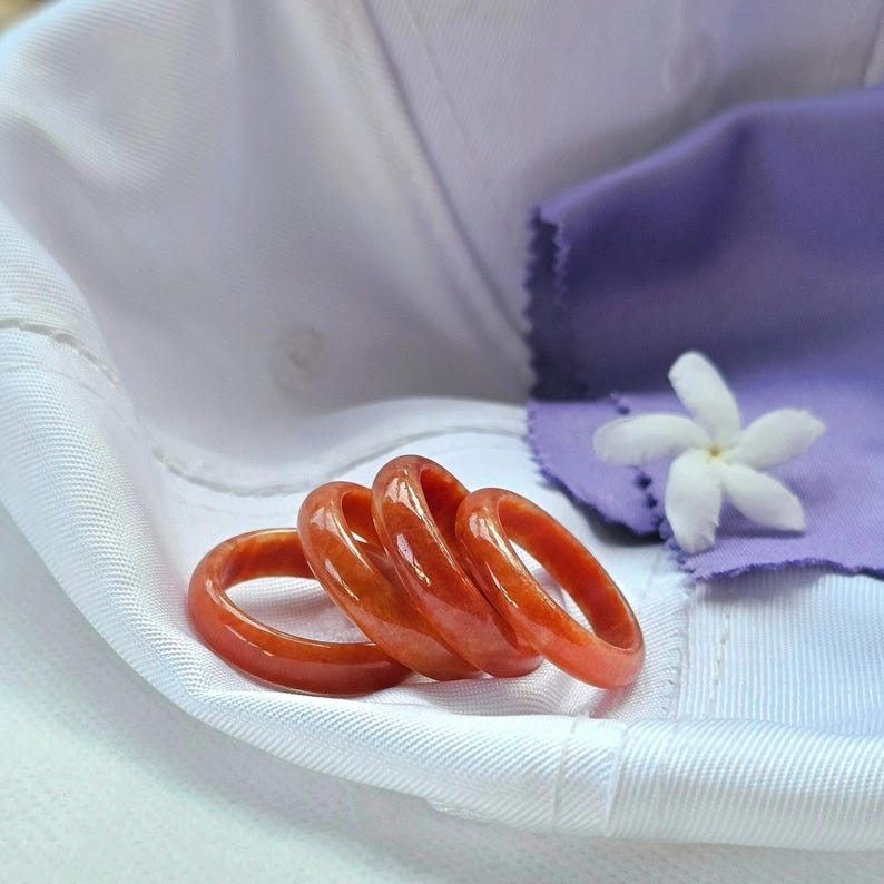 Red Jade Rigs Burmese Jade Ring: Natural Red Jadeite, Brick Orange (size 9/9.5) - Etsy