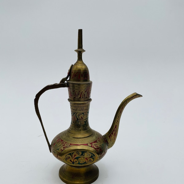 Vintage Engraved Brass Teapot