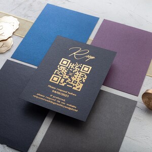 QR Code RSVP Card, Modern Foil Response, Wedding Insert Cards image 4