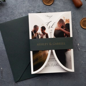 All-in-One Modern Wedding Invitation with Photo, Folded Design, QR Code RSVP & Details