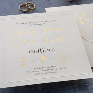 Ivory Wedding Invitations, Elegant Gold Foil on Premium Paper image 3