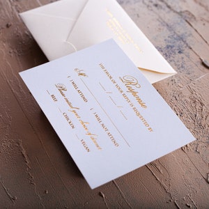 Classic Rsvp Card, Traditional, Foil Print, Envelope, Return and Guest Address image 6