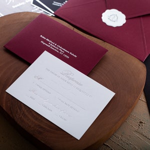 Classic Rsvp Card, Traditional, Foil Print, Envelope, Return and Guest Address image 1