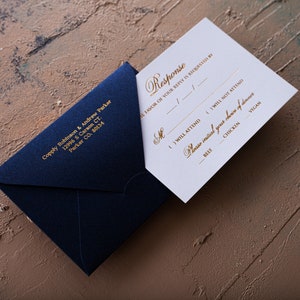 Classic Rsvp Card, Traditional, Foil Print, Envelope, Return and Guest Address image 5