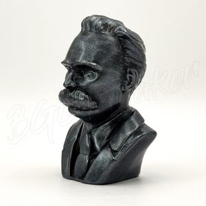 Friedrich Nietzsche Mini Bust – Hand-Painted Resin Figure – Black & Silver Finish | Historical Collectible by BGGT Maker | Nietzsche Bust