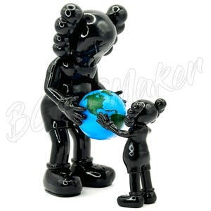 KAWS The Promise Fan Art – Resin Figure with Earth – Gloss Black Collectible – Handmade Designer Toy by BGGT Maker | Kaws, Bearbrick, Decor