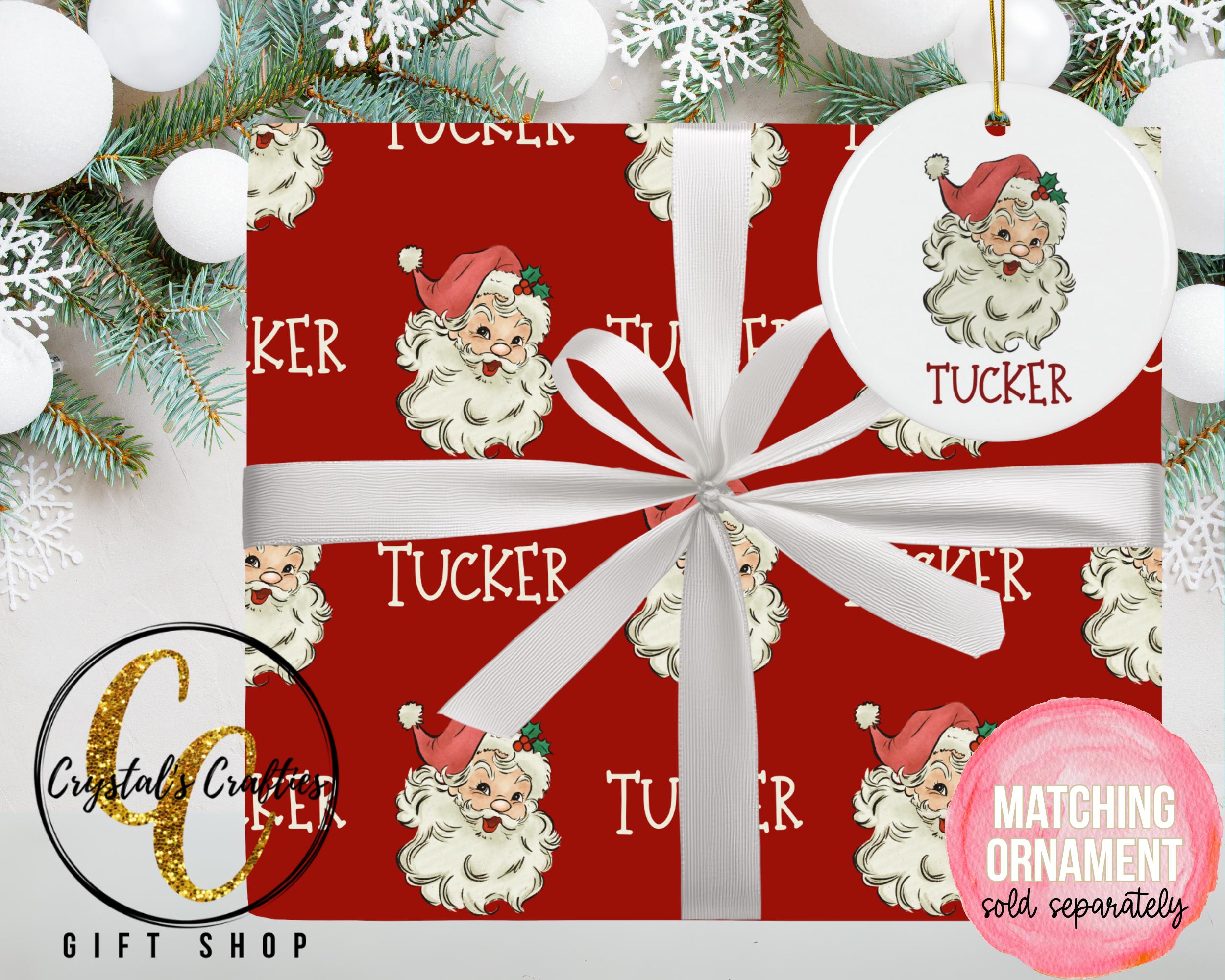 Discover Retro Santa personalized Christmas wrapping paper, Custom wrapping paper for boys, Personal Gift wrap, Christmas gifts