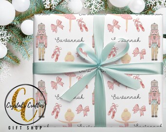 Nutcracker Ballet personalized Christmas wrapping paper, Custom wrapping paper for girls, Personal Gift wrap, Christmas gifts