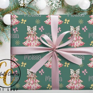 Preppy Christmas Wrapping Paper, Personalized Wrapping Paper, Custom Christmas Gift Wrap, Soft Feminine Esthetic Christmas Wrapping Paper