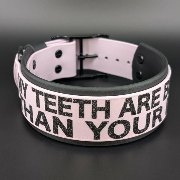Custom 2 Inch Wide Layered Biothane Dog Collar with Personalized Text: Waterproof, Stinkproof