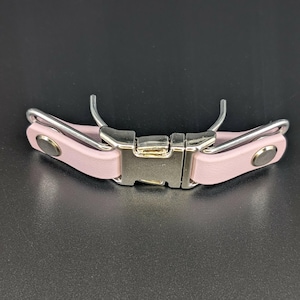 lavender biothane with silver hardware quick release buckle attachment for prong collar