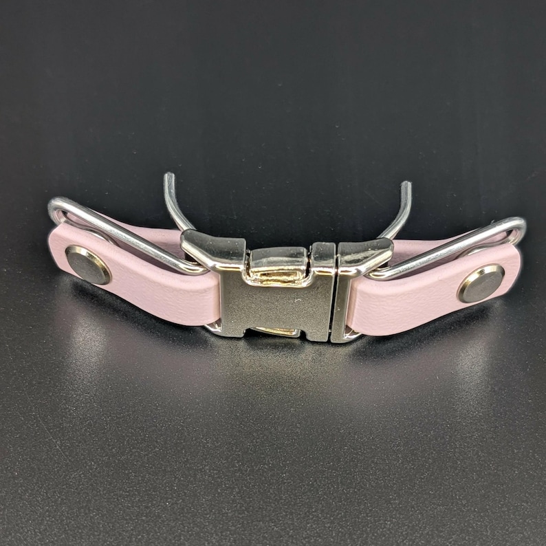 lavender biothane with silver hardware quick release buckle attachment for prong collar