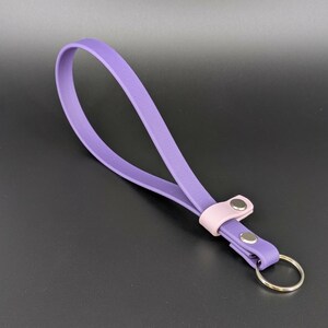 dark purple and lavender biothane adjustable wrist strap for e-collar remote transmitter for dog training