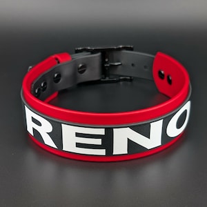 Custom 1.5 Inch Wide Layered Biothane Dog Collar with Personalized Text: Waterproof, Stinkproof