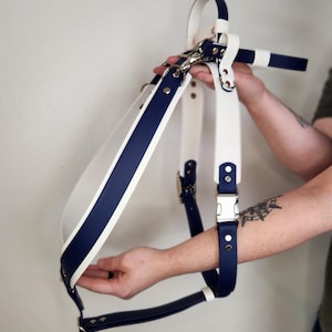 Biothane Y Front Harness, Built-In Counterbalance Handle, Detachable Pull Strap, Waterproof Vegan Leather Working Dog Mobility Harness