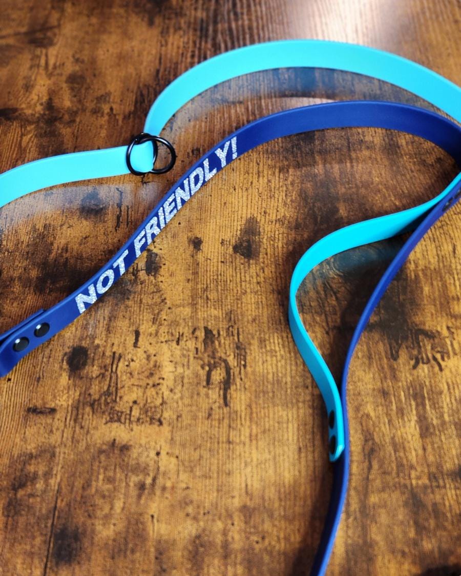 Biothane Hands Free Leash with Custom Text, Optional Built-in Traffic Handle, Optional Autolock Carabiner, Waterproof Multifunction Leash