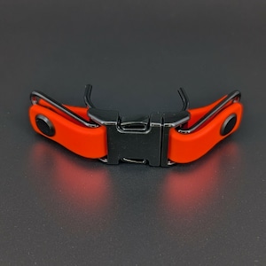orange biothane with black hardware quick release buckle attachment for prong collar