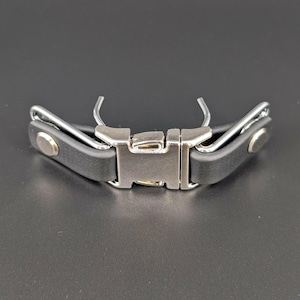 black biothane with silver hardware quick release buckle attachment for prong collar