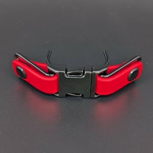 red biothane with black hardware quick release buckle attachment for prong collar