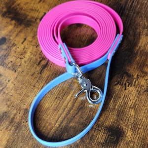 Biothane Long Line, Two Tone Waterproof Long Leash, Vegan Leather Drag Line, Dog Training Leash, Dog Trainer Gear