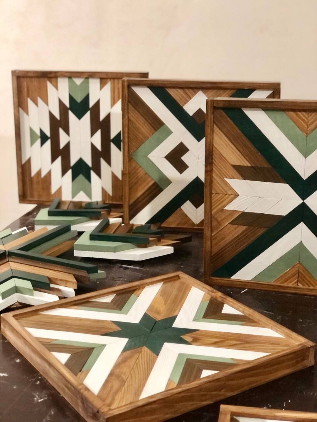 Wood Wall Art Ethnic Art Set Aztec Wood Wall Decor Etsy