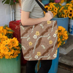 Palaka Lei Tote Bag: Hawaiian Floral Print Shopping Bag