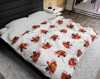 Ohia Lehua Blossom Decke, Hawaiianische Blume Blossom Decke, Floral Sofa Decke, Housewarming Geschenk Wohnkultur, werfen Decke, Geschenk für sie