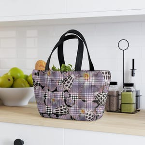 Hawaiian Print Lunch Bag: Palaka Hibiscus Neoprene Tote