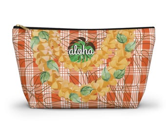 Hawaiian Flower Lei Palaka Accessory Pouch w T-bottom