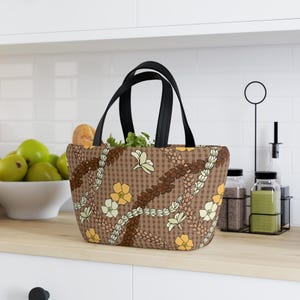Floral Palaka Print Lunch Bag - Neoprene, Magnetic Closure