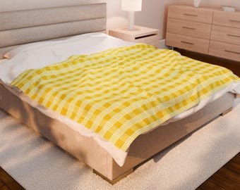 Velveteen Plush Blanket, Yellow Palaka