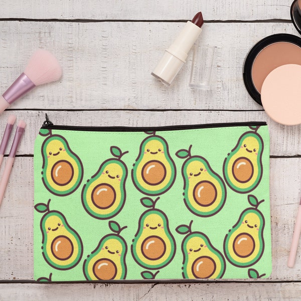 Makeup Bag Cosmetic Organizer Travel Accessory Pouch Cute Avocado Print