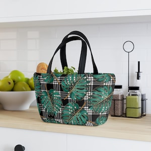 Palaka Print Lunch Bag: Floral Monstera Neoprene Bag