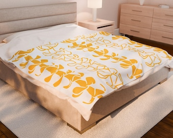 Puakenikeni Flower Blanket, Tropical Floral Throw