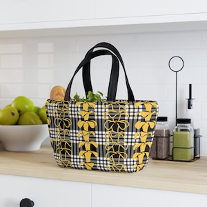 Hawaiian Floral Lunch Bag: Puakenikeni Palaka Print, Neoprene