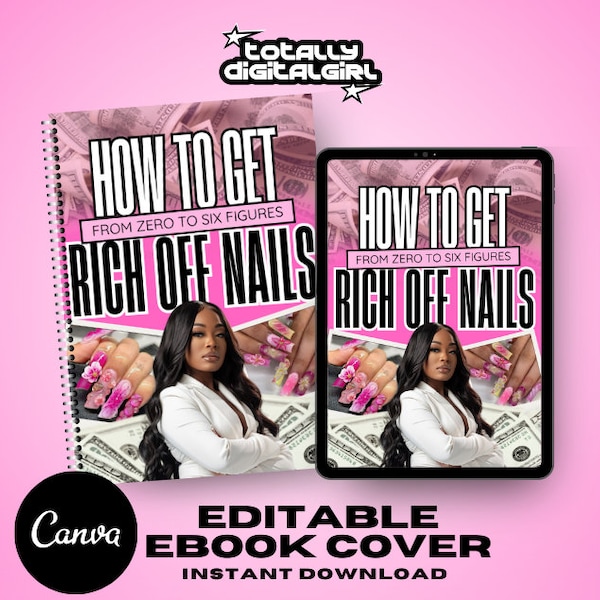 Ebook Cover Template, PLR EBook Cover, EBook Cover Design, Canva Editable Ebook Cover, Rich Off Nails, Digital Products, Ebook, Planner