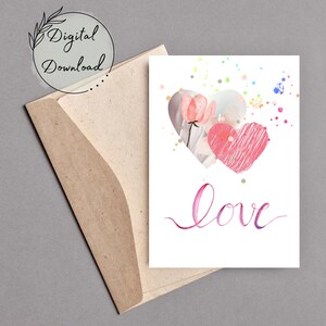 Druckbare, Liebe Grußkarte, PDF Download, All-Occasion Karte, leere Grußkarte, Jahrestagskarte, Geburtstagskarte, Valentinskarte
