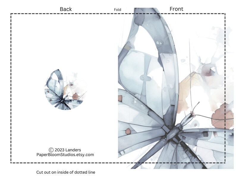 Printable Watercolor Butterfly Card, All-occasion Blank Card (PDF ...