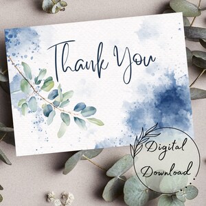 Watercolor Thank You Printable Greeting Card, PDF Download, All-Ocassion Card, Blank Greeting Card, Watercolor Card, Thank You Card