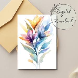 Elegante zachte afdrukbare wenskaart met bloemen| Perfect voor Moederdag, verjaardag, jubileum, bedankje of als ik aan je denk
