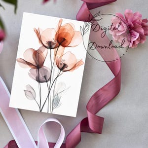 Zachte aquarel bloemen afdrukbare wenskaart | Perfect voor Moederdag, verjaardag, jubileum, bedankje of als ik aan je denk