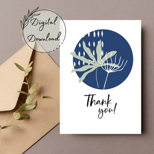 Afdrukbare dank u bloemen wenskaart, PDF downloaden, kaart voor alle gelegenheden, lege wenskaart, aquarel kaart, Bedankkaart