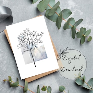 Printable Floral Greeting Card, PDF Download, All-Ocassion Card, Blank Greeting Card, Watercolor Greeting Card, Birthday greeting card