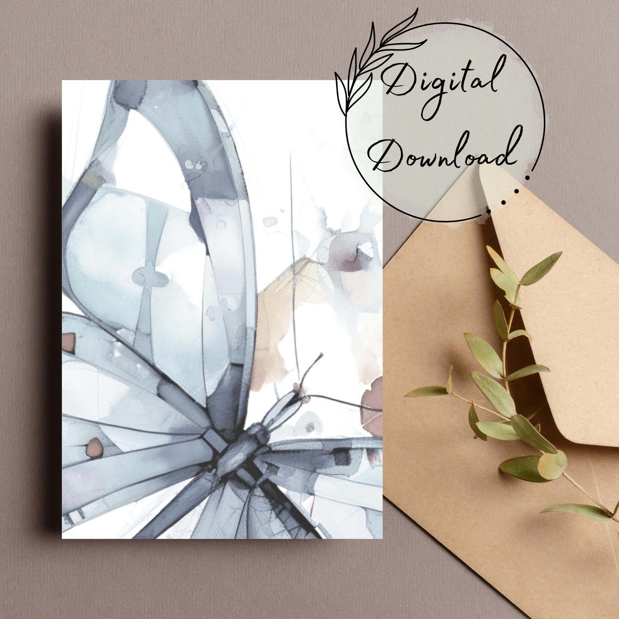Printable Watercolor Butterfly Card, All-occasion Blank Card (PDF ...