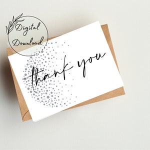 Druckbare Schwarzweiß-Minimalistische Dankeschön-Grußkarte, PDF-Download, Karte für alle Gelegenheiten, leere Grußkarte, Aquarellkarte