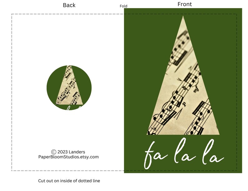 Printable Sheet Music Christmas Tree Greeting Card PDF Etsy