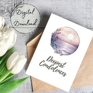 Carte de condoléances les plus profondes imprimable, téléchargement PDF, carte toutes occasions, carte de vœux vierge, carte aquarelle, carte avec les plus sincères condoléances